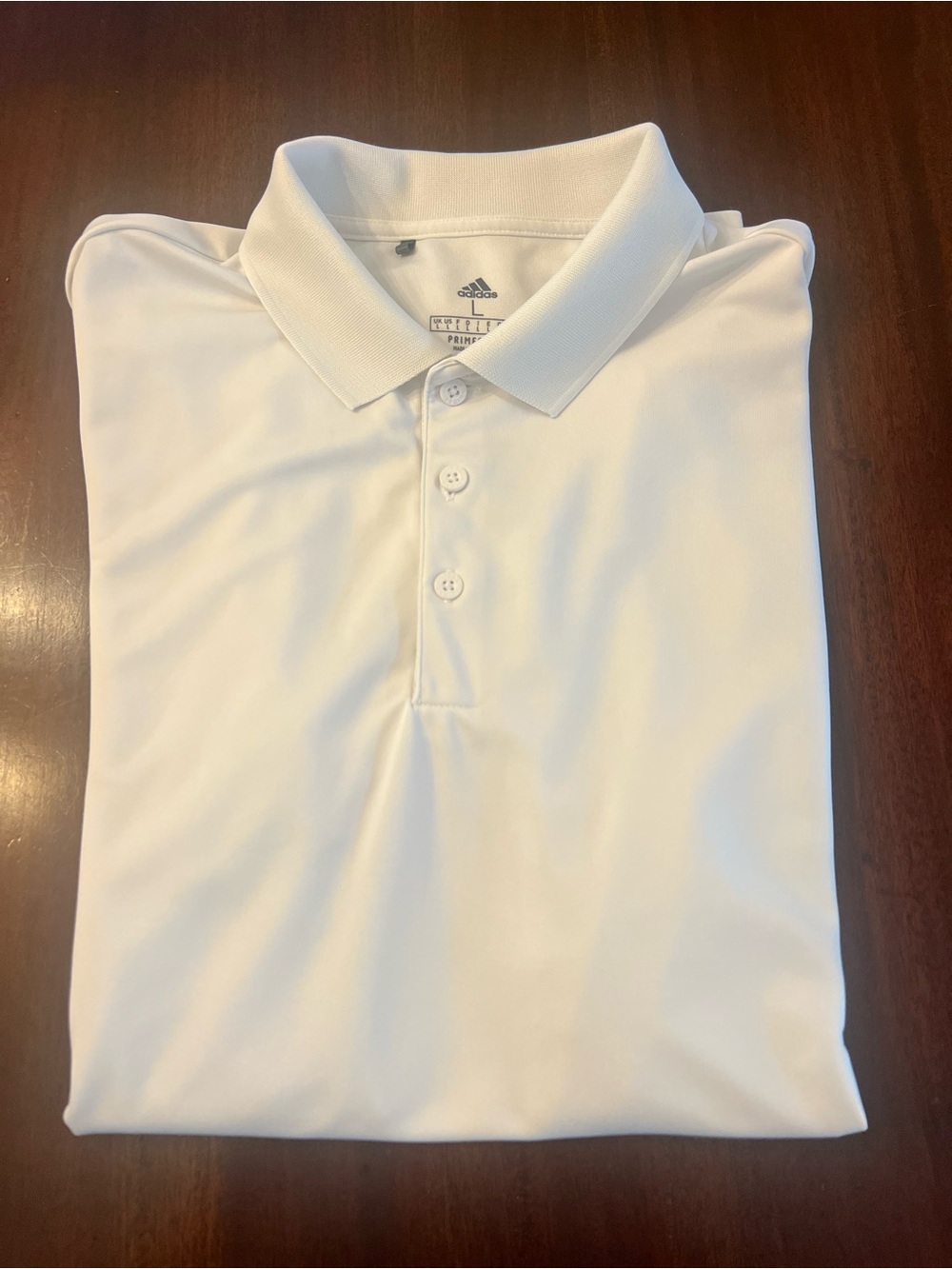 Two golf polos -one grey Polo with Neon Yellow Stripe ,a solid white adidas polo - Picture 4 of 5